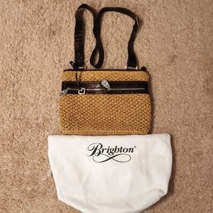 Brighton Straw Raffia and Black Leather shoulder bag purse